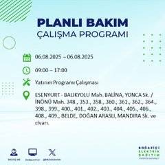 BEDAŞ duyurdu: 6 Ağustos'ta elektrik kesintisi yaşanacak bölgeler belli oldu 43