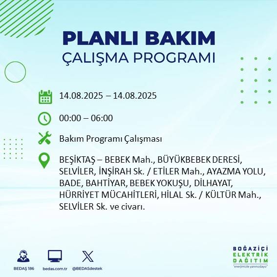 İstanbullular dikkat! 14 Ağustos’ta bu ilçelerde elektrik kesilecek 43