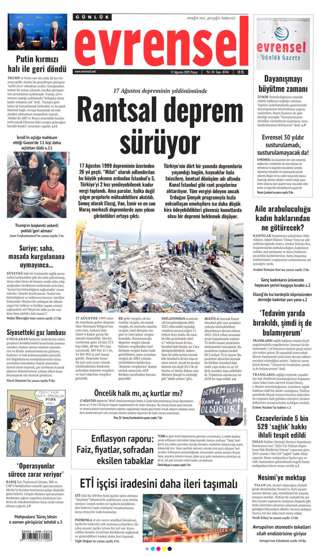 17 Ağustos'un yıl dönümünde manşetler: Hangi gazete ne yazdı? 4