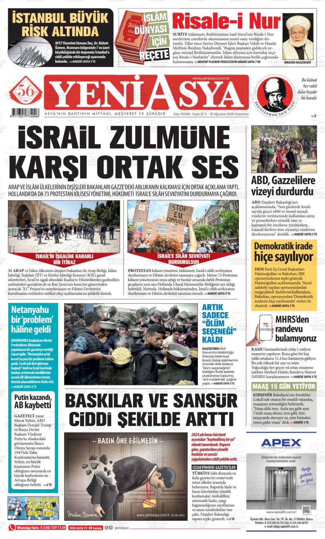 Gazetelerin ilk sayfaları bugün ne yazdı? İşte 19 Ağustos gazete manşetleri... 16