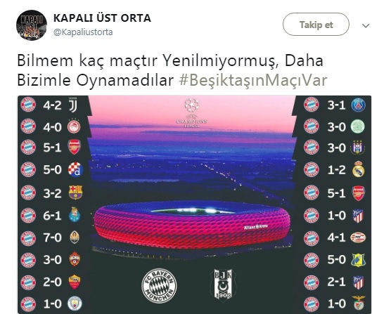 Beşiktaş-Bayern maçı öncesi sosyal medya yıkıldı 1