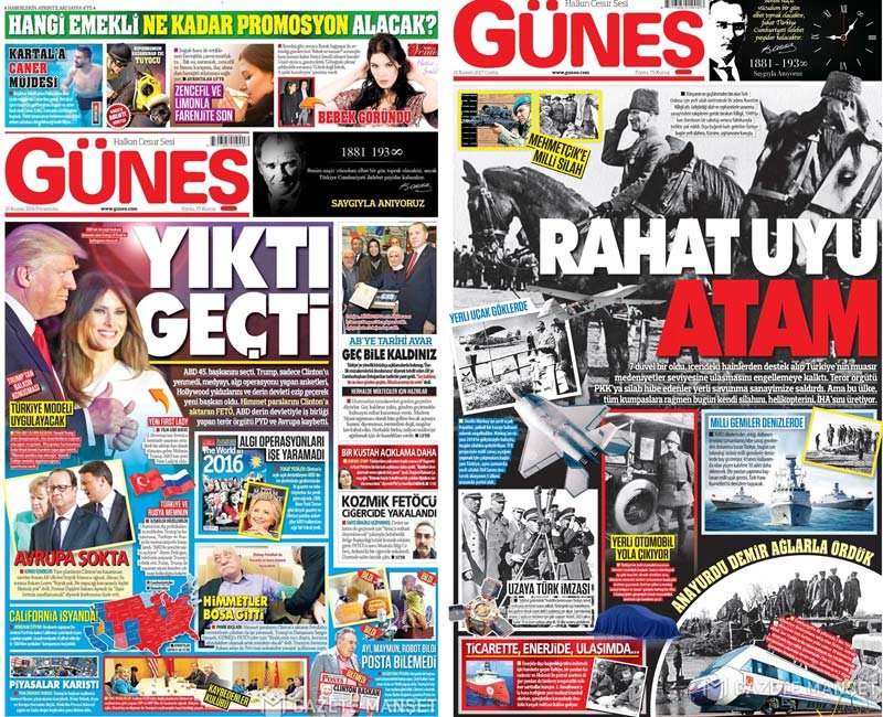 AKP'nin Atatürk sevgisi gazete manşetlerine de yansıdı