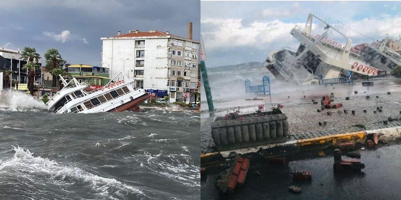 Ayvalık'ta fırtına: Tekneler battı