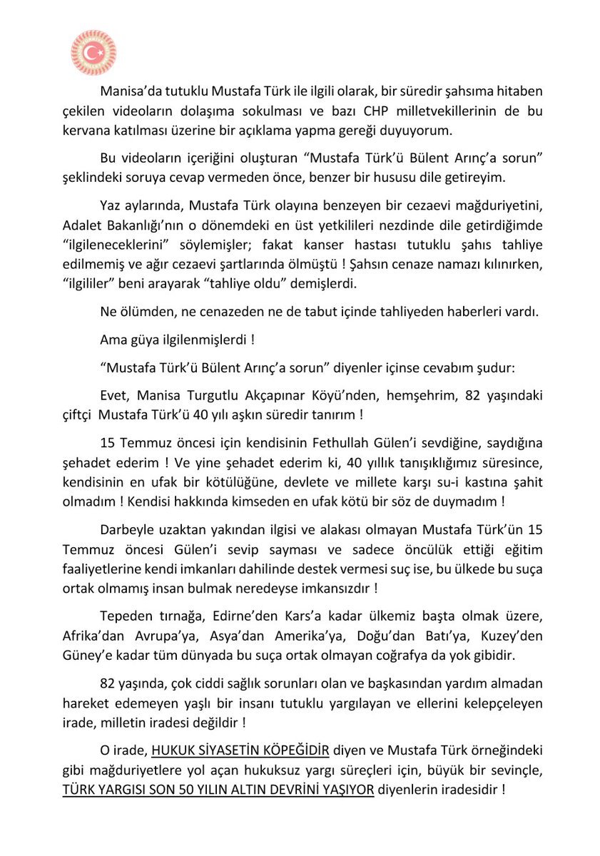 Bülent Arınç’tan Erdoğan ve AKP’ye uyarı