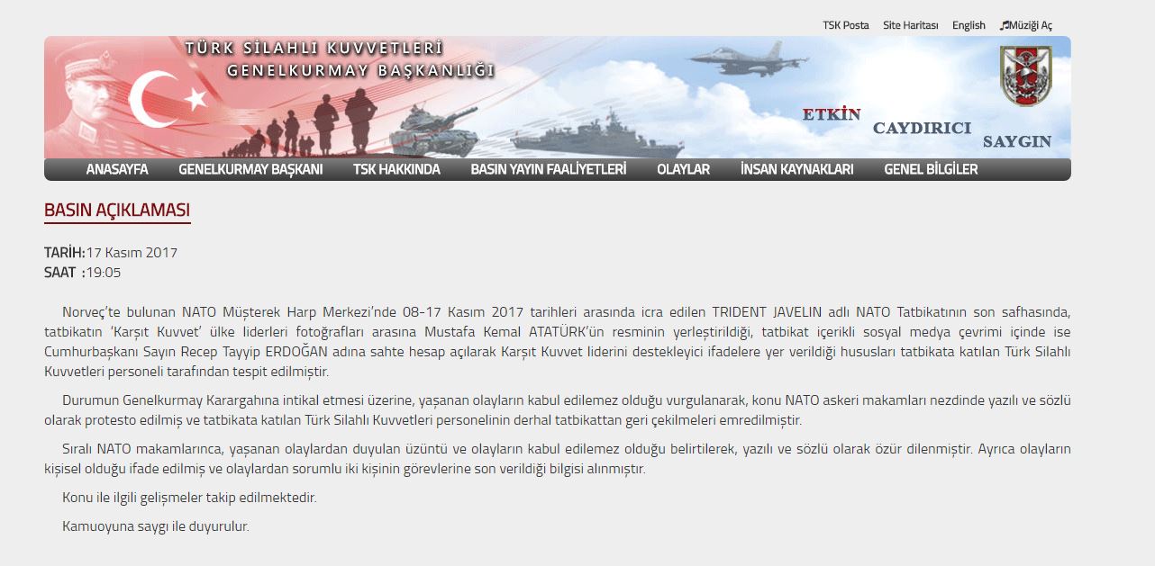 TSK'dan NATO açıklaması: Olayla ilgili 2 kişinin görevine son verildi