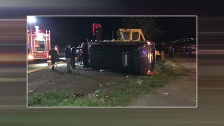 Erdoğan’ın koruma ekibini taşıyan minibüs takla attı