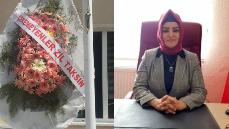 İlçe Sağlık Müdürlüğü'ne atandı, kapısına "çekemeyenler zil taksın" diye çelenk geldi