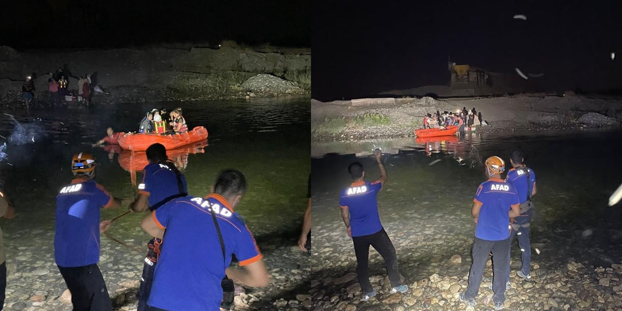 Dicle Nehri'nde mahsur kaldılar: 21 kişi botlarla kurtarıldı