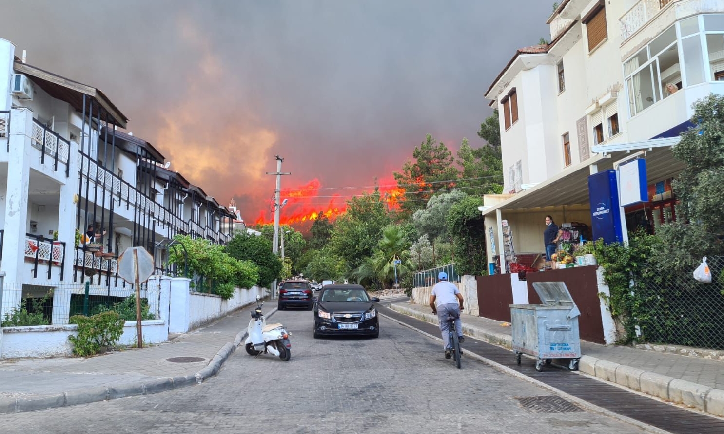 Bir yangın da Marmaris'te