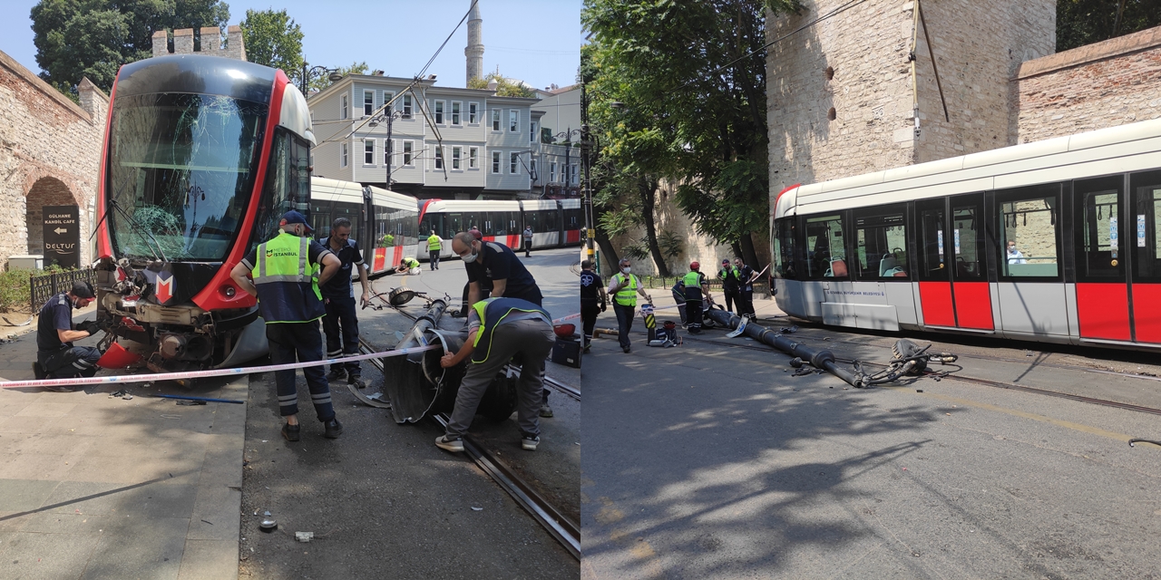 POS cihazına takılan tramvay kaza yaptı
