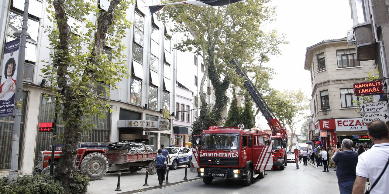 Ortaköy'de otel tadilatı sırasında yangın