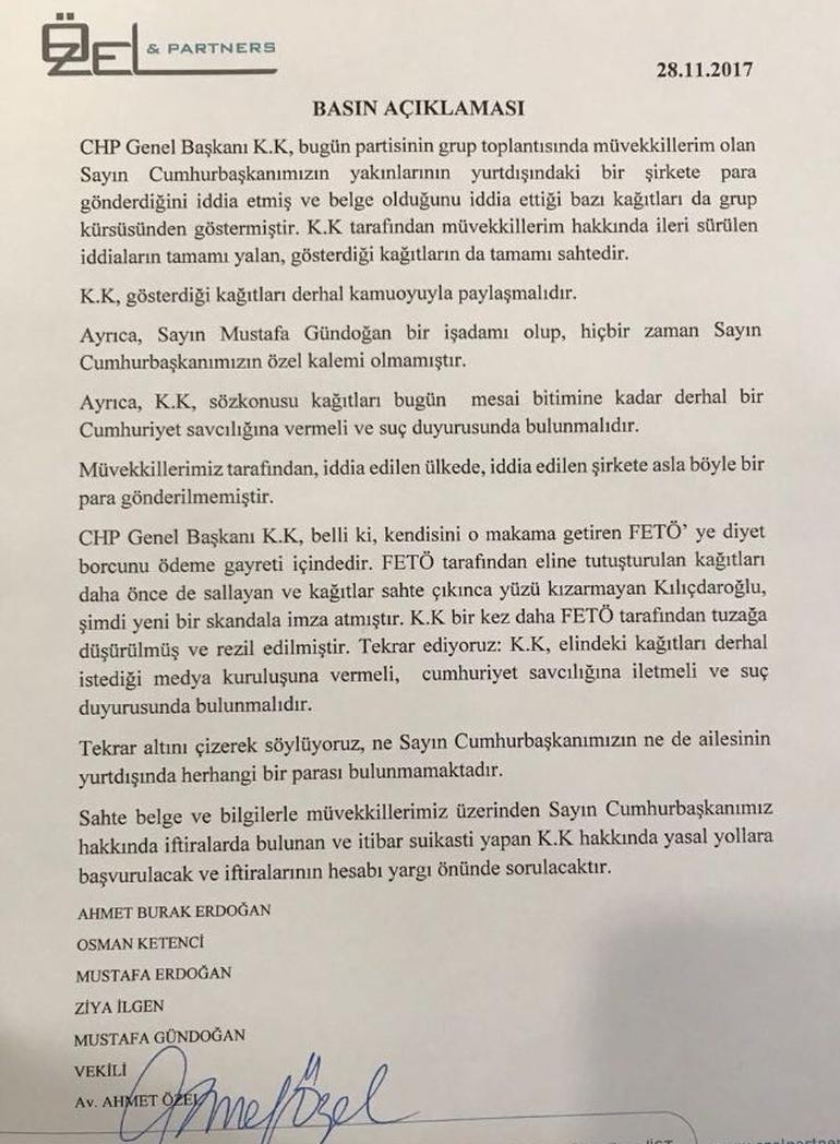 Erdoğan'ın avukatı: Kılıçdaroğlu belgeleri Cumhuriyet Savcılığına verip suç duyurusunda bulunsun