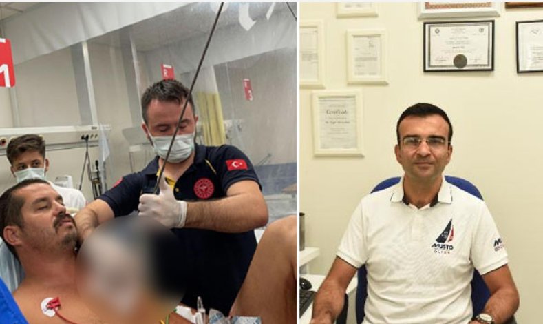 Elindeki zıpkını yanlışlıkla göğsüne sapladı