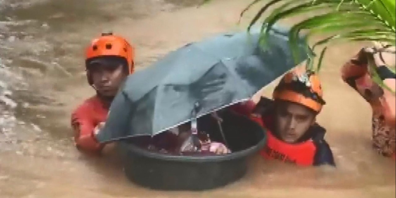 Filipinler'de tayfun: On binler tahliye edildi, bir aylık bebek böyle kurtarıldı