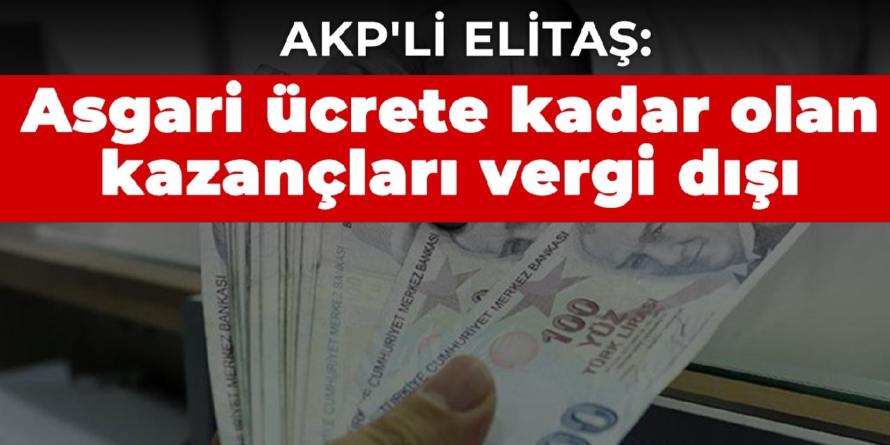 AKP'li Elitaş: Tüm ücretlilerin asgari ücrete kadar olan kazançları vergi dışı bırakılacak