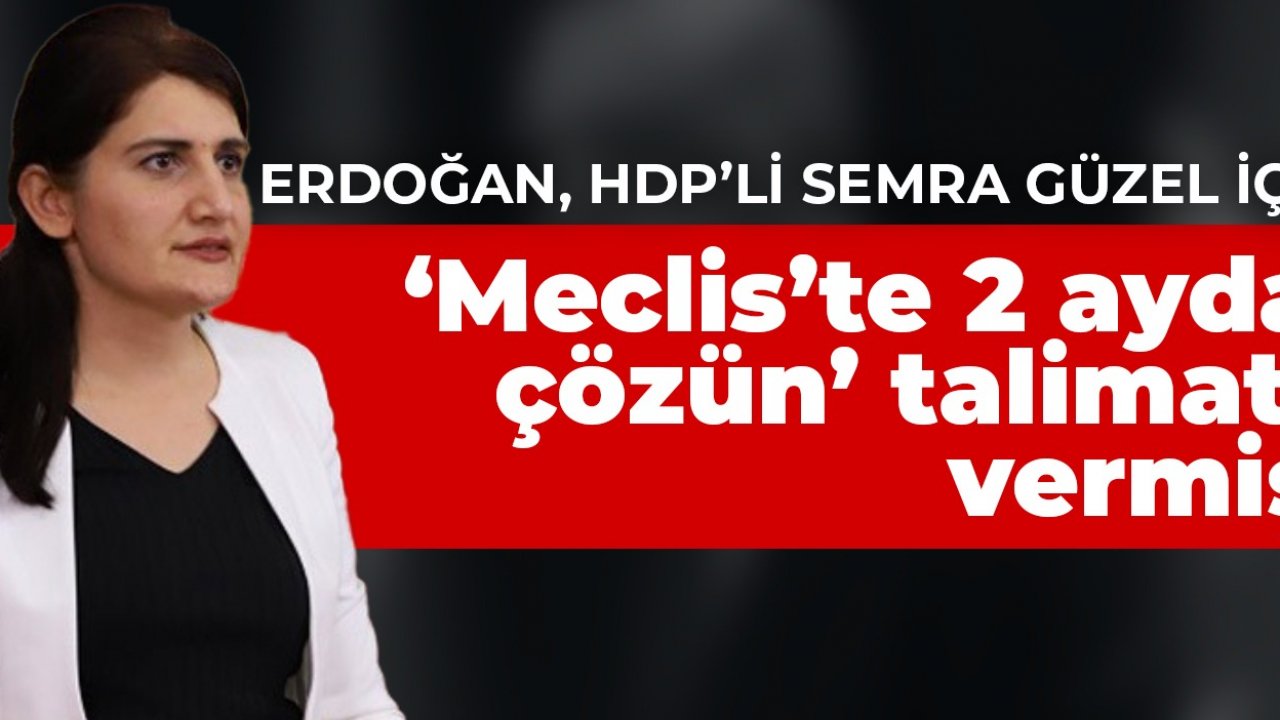 Erdoğan, HDP’li Semra Güzel için ‘Meclis’te 2 ayda çözün’ talimatı vermiş