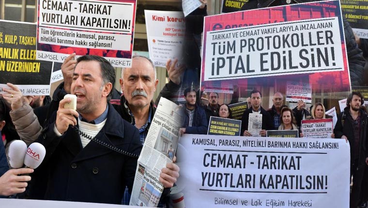 İstanbul'da cemaat-tarikat yurtları kapatılsın eylemi