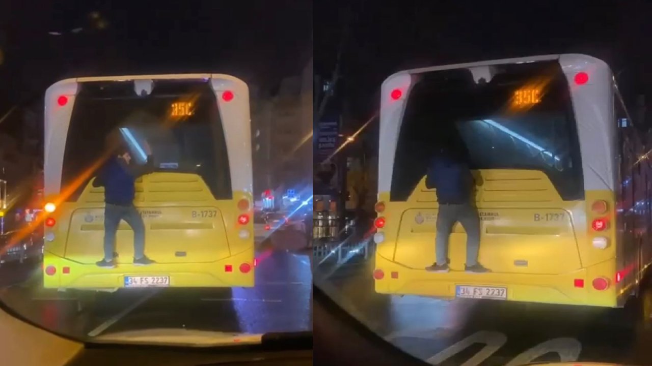 Otobüs arkasında 'örümcek adam' yolculuğu