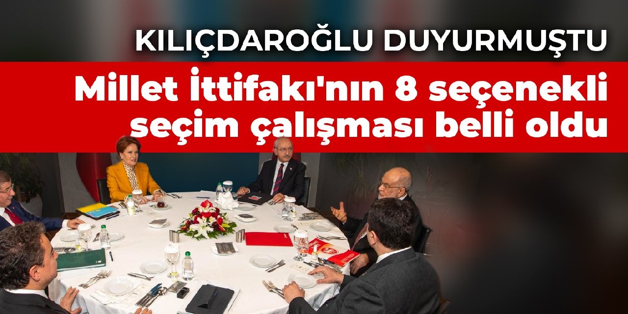 Kılıçdaroğlu duyurmuştu: Millet İttifakı'nın 8 seçenekli seçim çalışması belli oldu