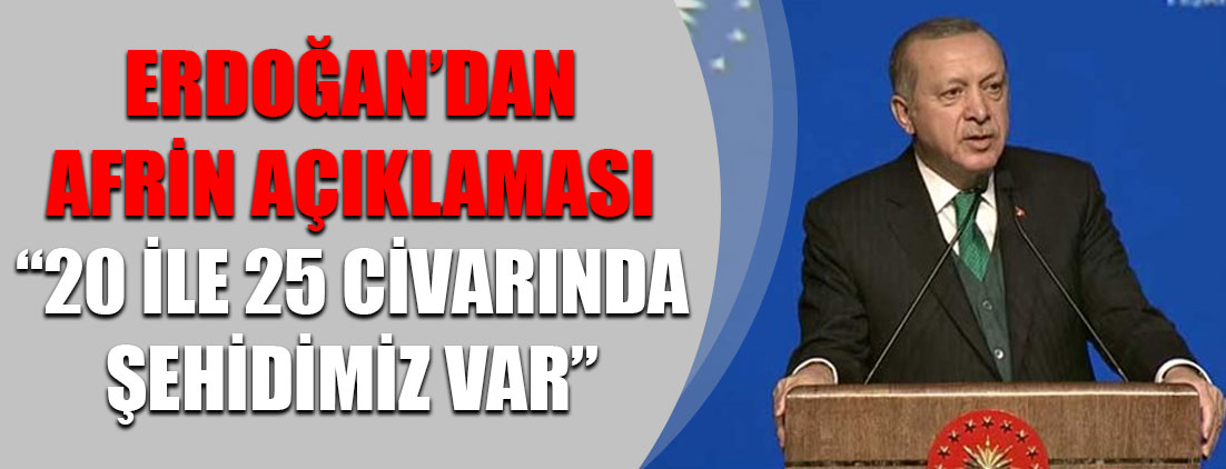 Erdoğan: 20 ila 25 civarında şehidimiz var
