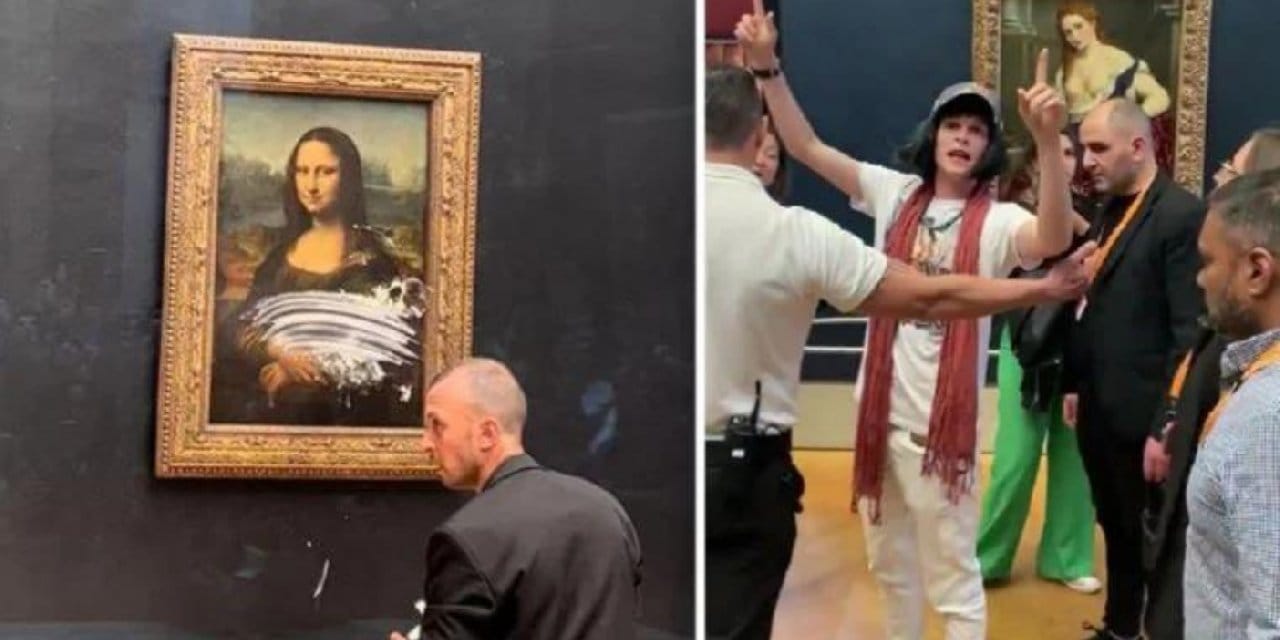 Mona Lisa'ya pasta attılar