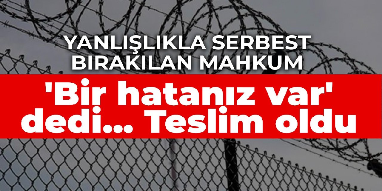 Yanlışlıkla serbest bırakılan mahkum 'Bir hatanız var' dedi... Teslim oldu