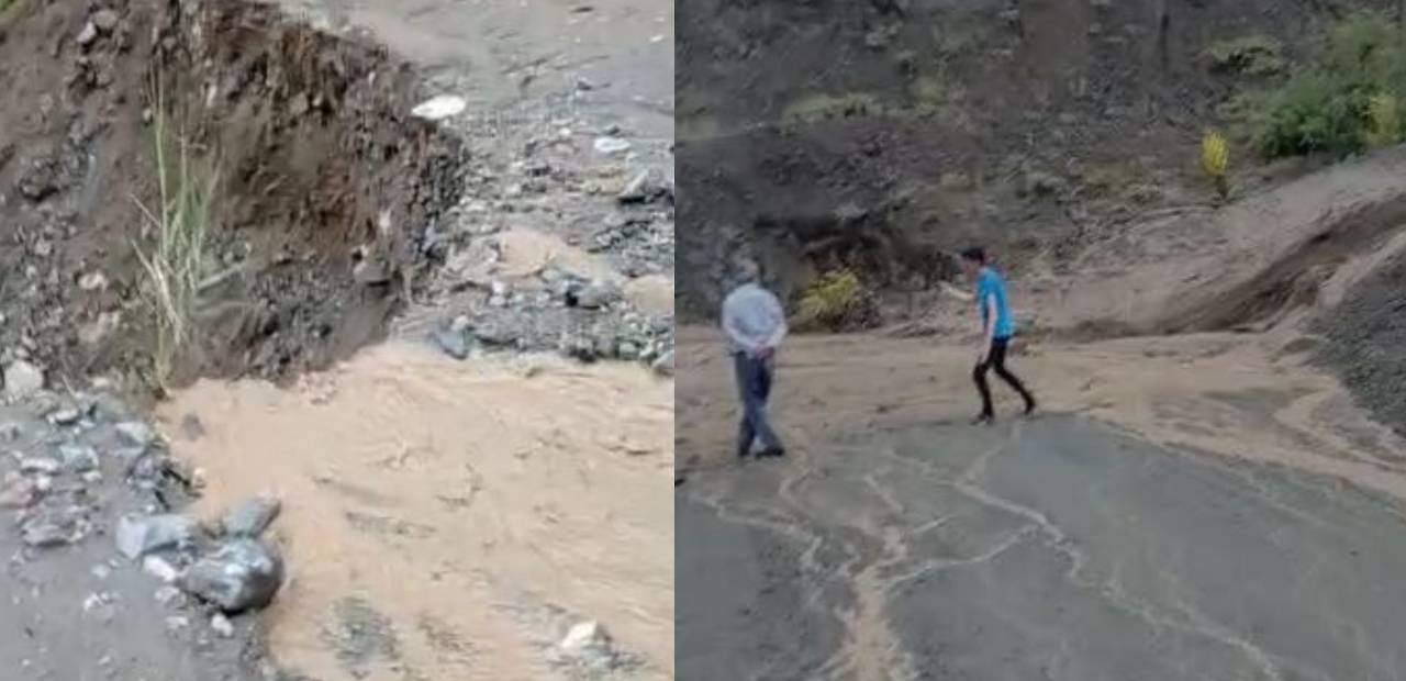 Elazığ'da sağanak yağış nedeniyle yol çöktü