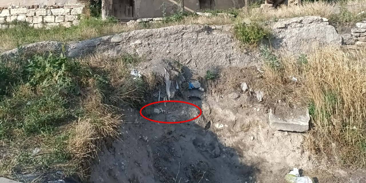 Sağanak sonrası aşınan topraktan kafatası çıktı