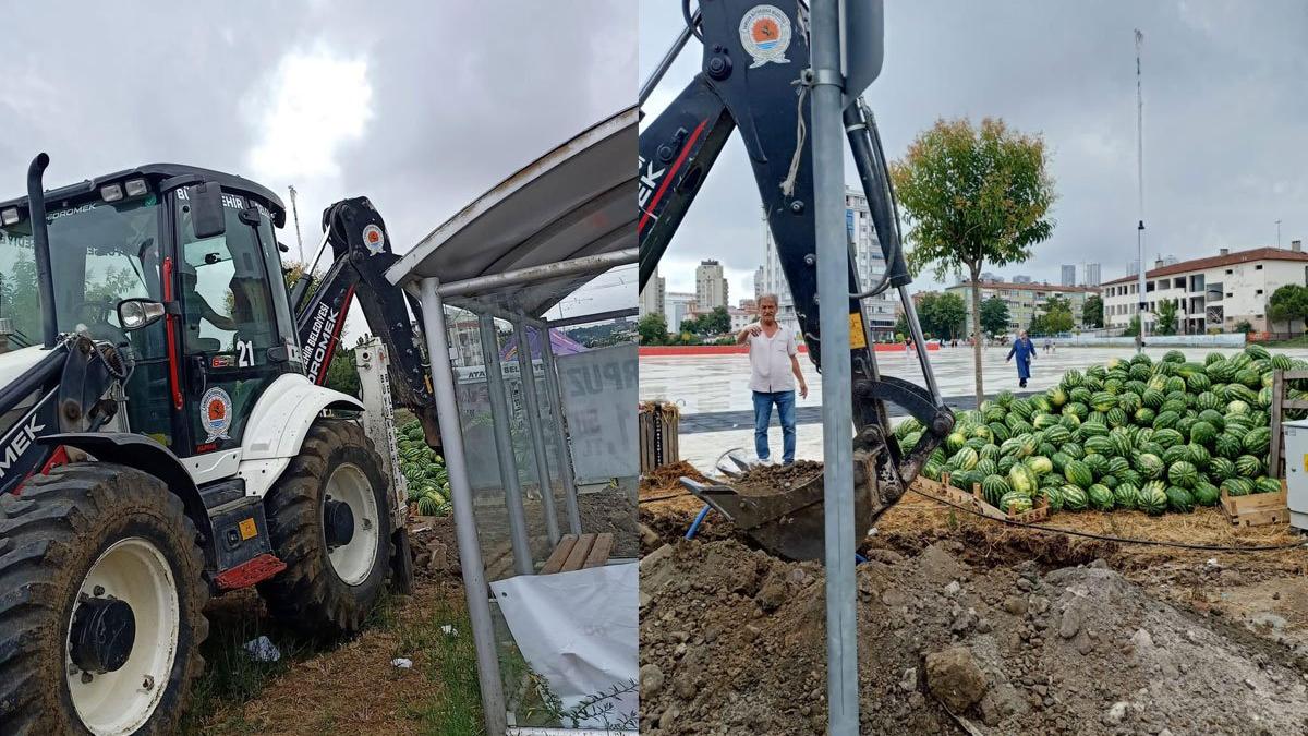 AKP'li belediyeden CHP'li belediyenin ucuz karpuz tezgahına kepçeli müdahale