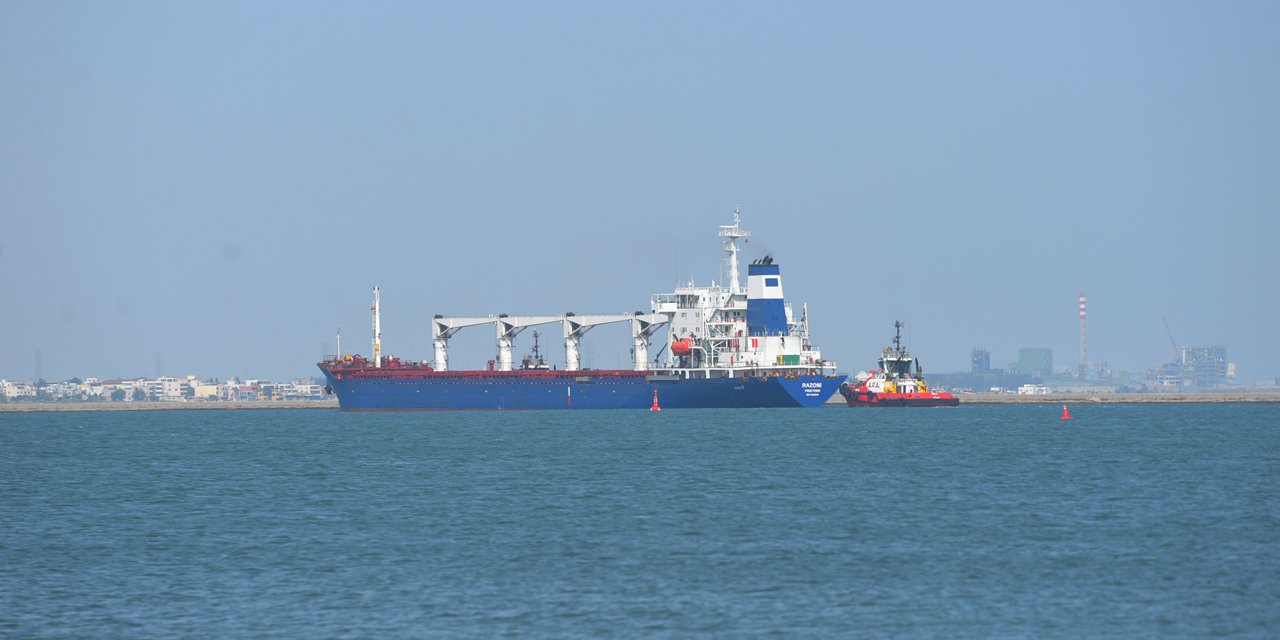 Tahıl yüklü gemi Mersin Limanı'nda