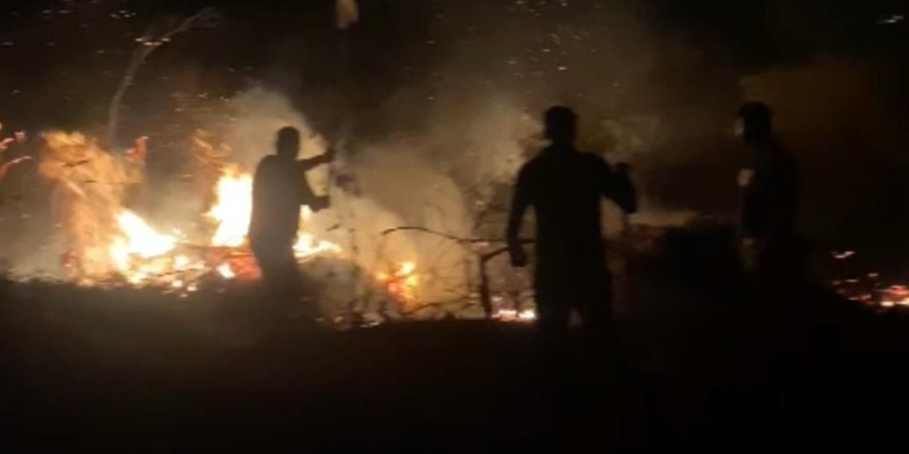 Patlayan trafo araziyi yaktı