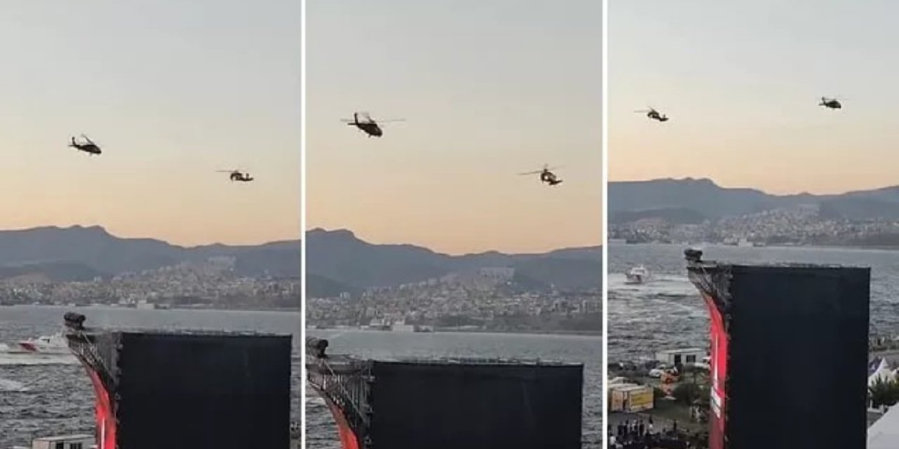 İzmir'in kurtuluşunun 100'üncü yıldönümü: İki askeri helikopterden gökyüzünde zeybek