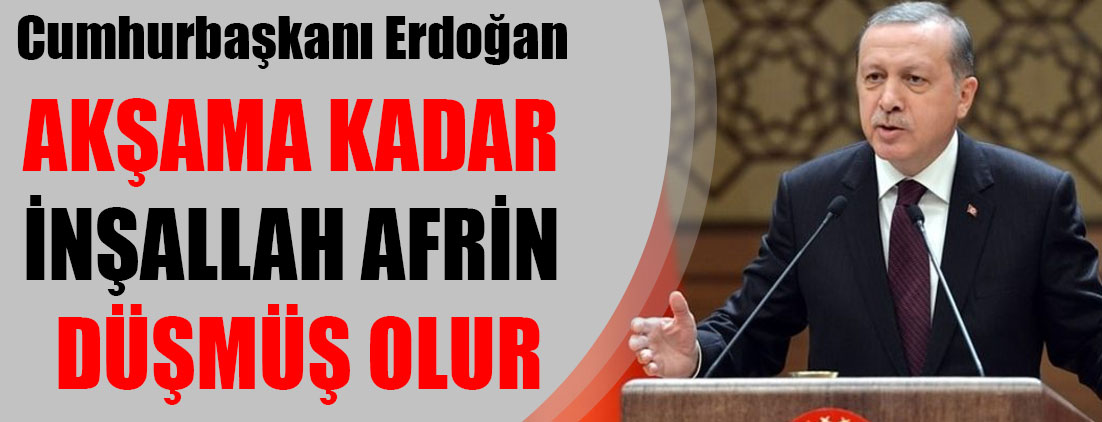 Erdoğan: Akşama kadar İnşallah Afrin düşmüş olur