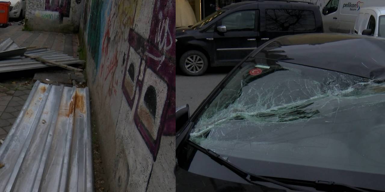 Sultangazi'de çatı uçtu:  3 otomobil zarar gördü