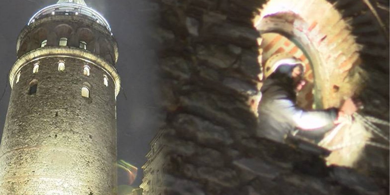 Şiddetli fırtına Galata Kulesi'nin demir korkuluklarını koparttı