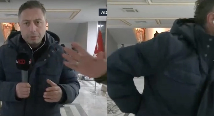 'Altı gündür elektrik yok' diyen depremzede muhabir tarafından itildi, canlı yayın kesildi
