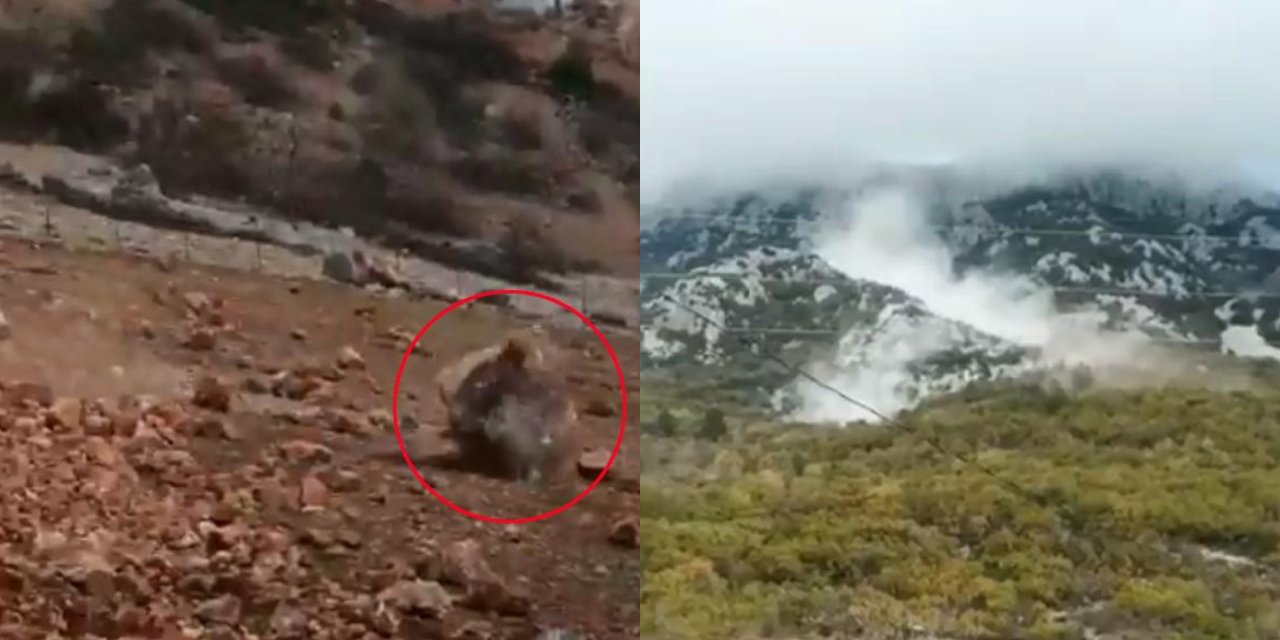 Alanya'da dağdan kopan kayalar korkuttu