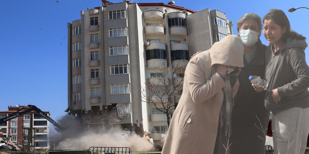 Depremde ağır hasar alan evlerinin yıkılışını gözyaşlarıyla izlediler