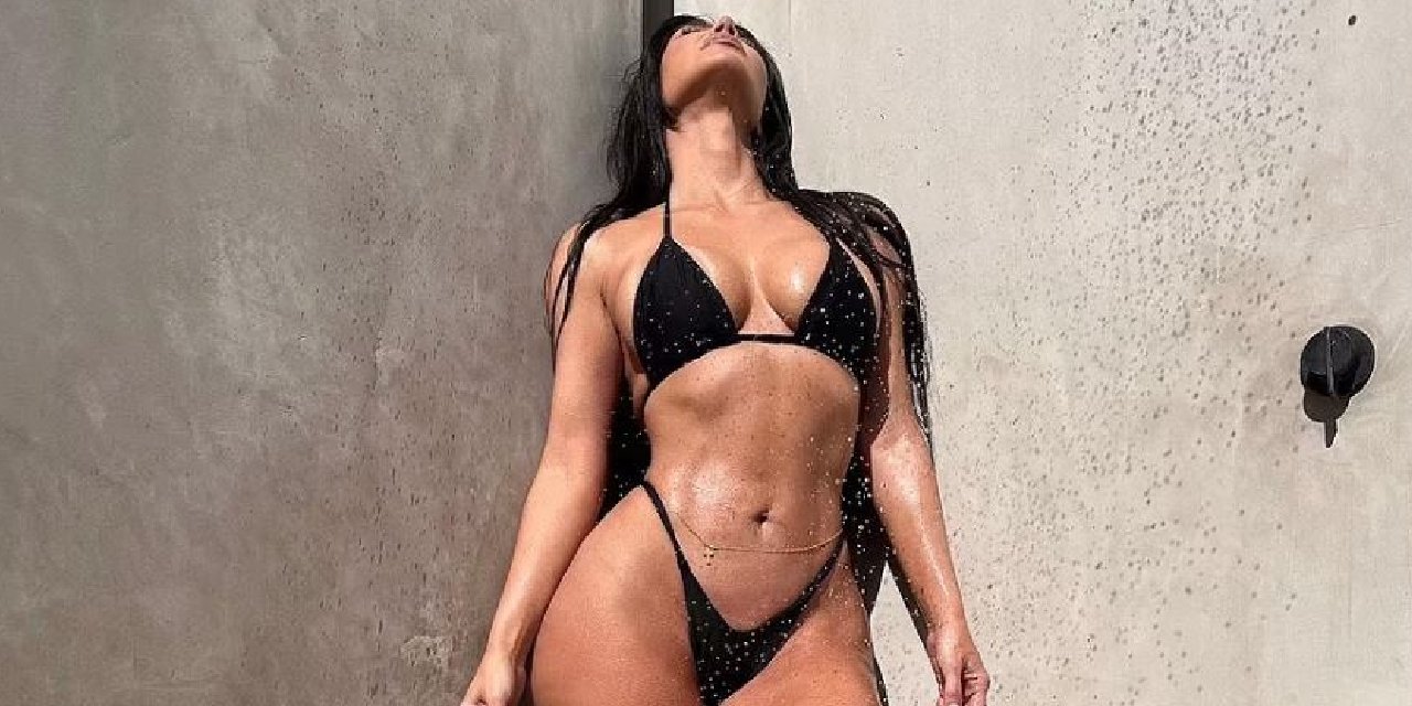 Kim Kardashian'dan 42 yaş pozları! Duştan fotoğraf paylaştı