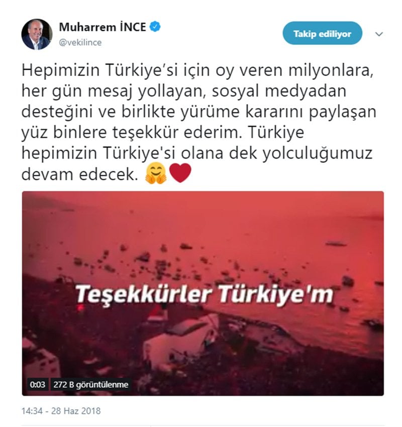 Muharrem İnce’den videolu mesaj