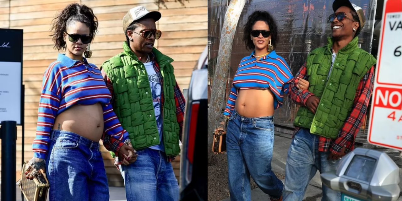 Hamile Rihanna yine bildiğimiz gibi: Bluzunu kıvırdı