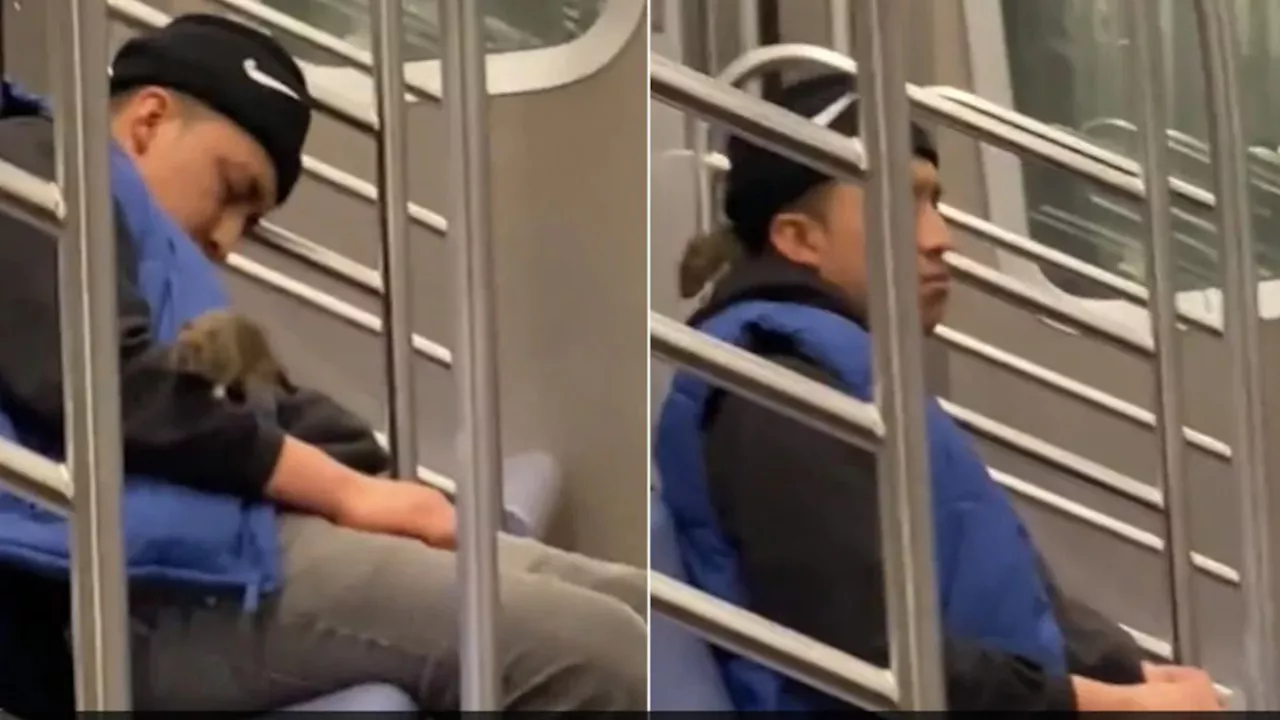 Görüntüler viral oldu; metroda uyuyan adamın üzerinde dev fare böyle gezindi, uyanınca...