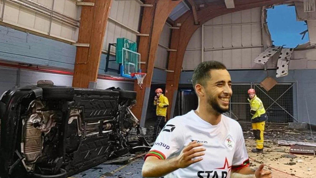 Korkunç kaza; Faslı futbolcu Sofian Kıyıne, otomobiliyle metrelerce uçtu, salona düştü
