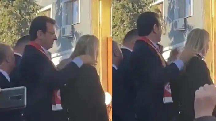 İmamoğlu’nun fotoğraf çekilmeden önce eşinin saçını düzelttiği anlar gündem oldu