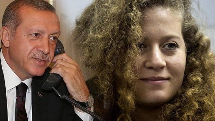 Erdoğan Ahed Tamimi ile telefonla görüştü