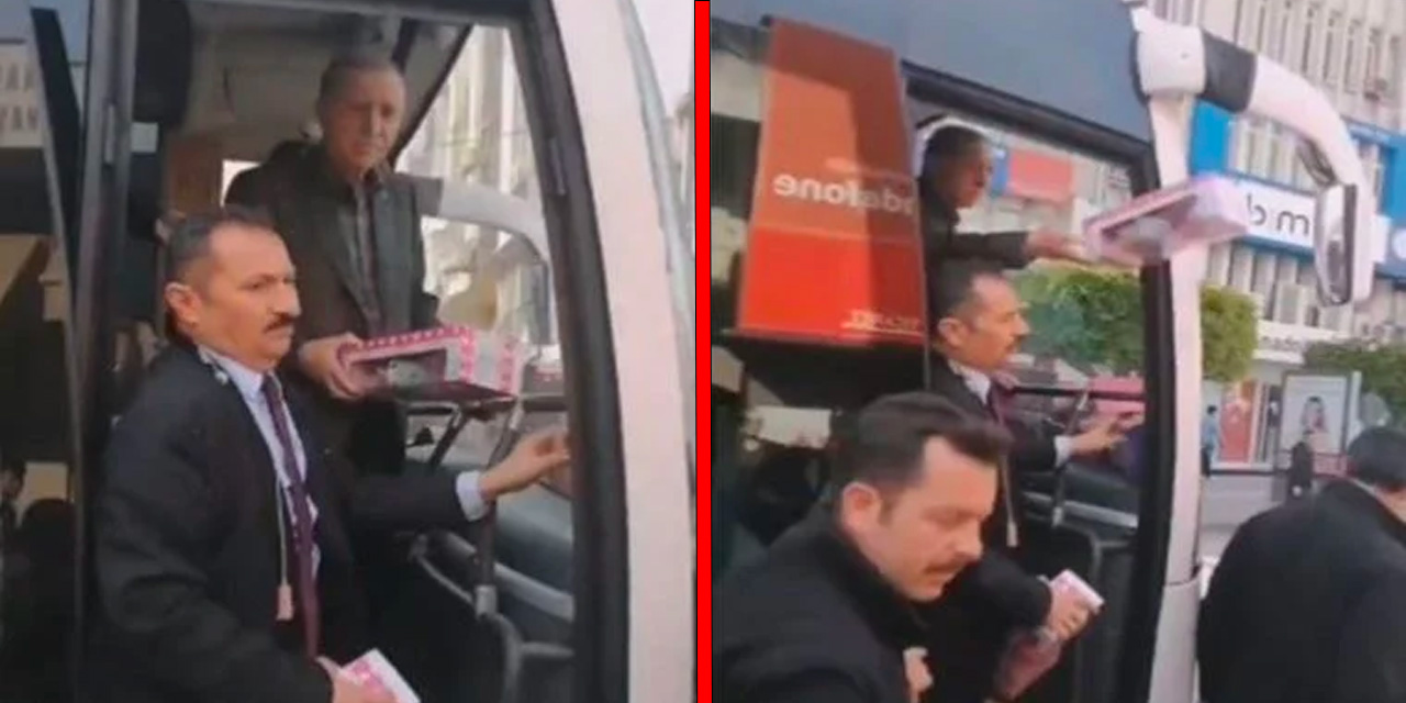 Erdoğan’ın otobüsünden atılan oyuncak vatandaşın kamerasına isabet etti