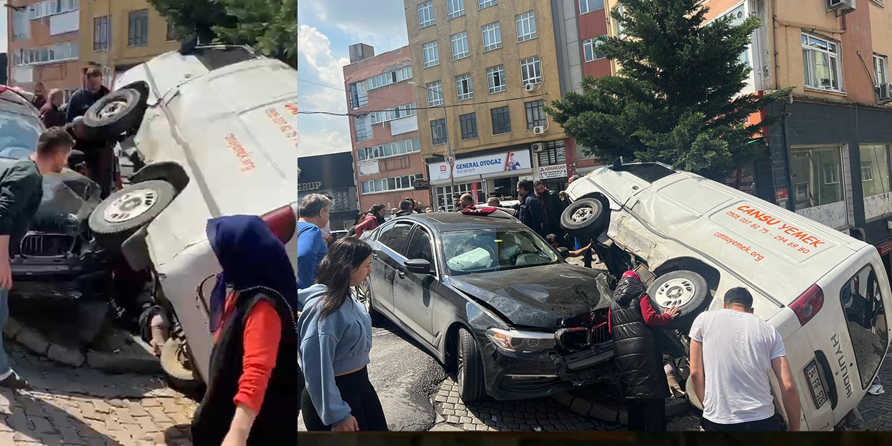 İstanbul'da feci kaza! İki araç arasında sıkıştı