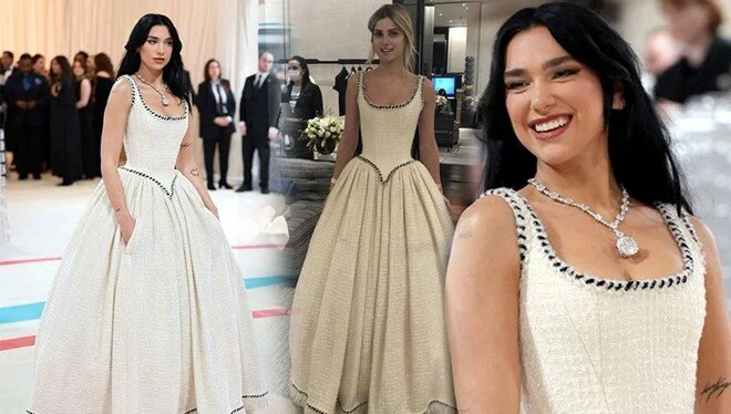 Moda dünyasının en prestijli gecesinde  Nazlı Sabancı ile Dua Lipa pişti oldu