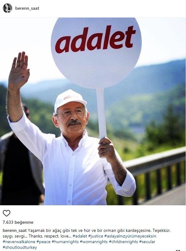 Beren Saat'ten Kemal Kılıçdaroğlu paylaşımı