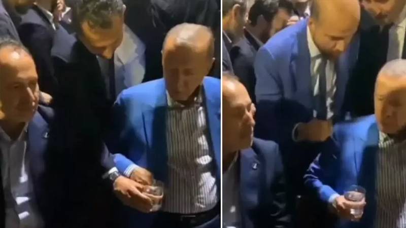 Erdoğan, uzatılan suyu içmeye korktu, oğlu Bilal Erdoğan devreye girdi!